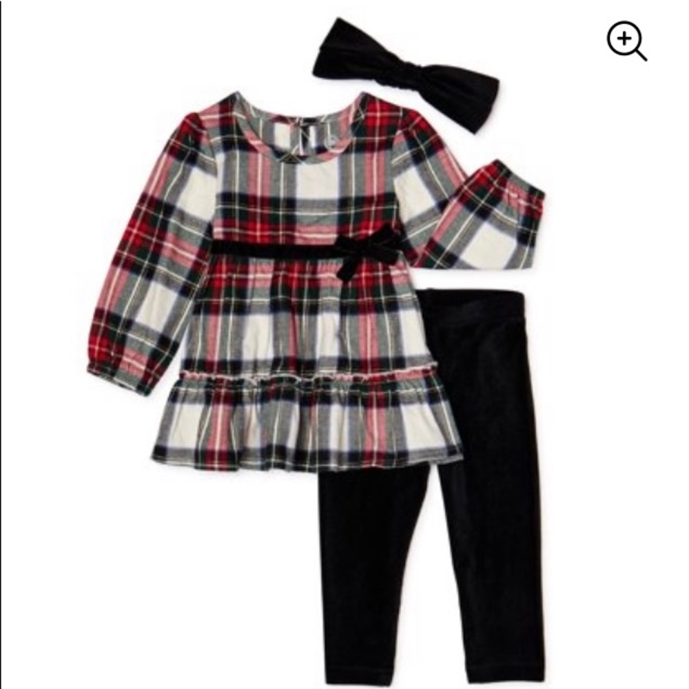 Baby Girl Holiday Top, Pant & Headband Outfit